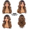 Gradient Brown Fashion Bangs Natural Curly Medium-Length Wig
