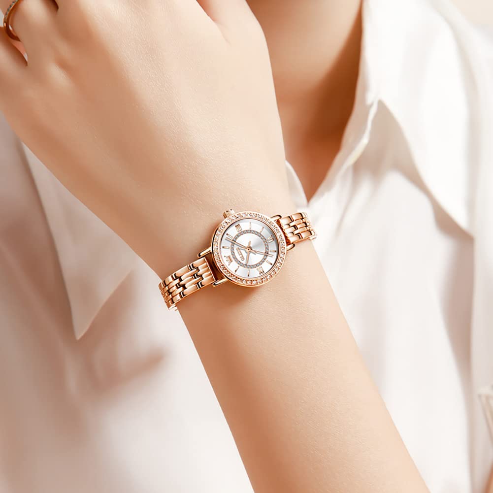 OLEVS Watch Set Watch with Bracelet Stainless Steel Calendar 3 ATM Water Resistant Luminous Ladies' - Easy-to-Read - High-Quality - - - - Gold/Silver