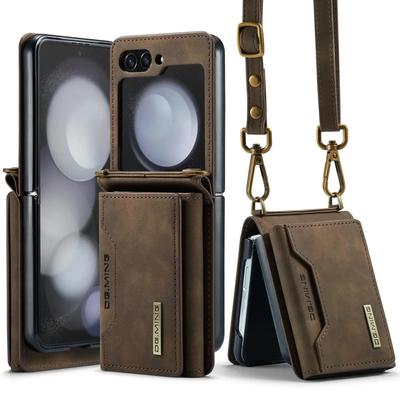 Étui portefeuille multifonction en cuir pour Samsung Z Flip 6 5 4 3 5G avec lanière à bandoulière pour téléphone Galaxy Z Flip6 Flip5 Flip4