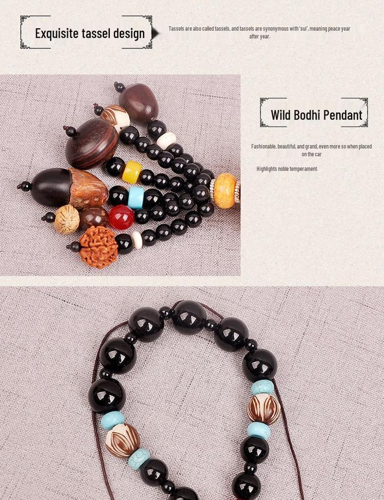 Men's Luxury Peach Wood Pixiu Car Hanging Ornament