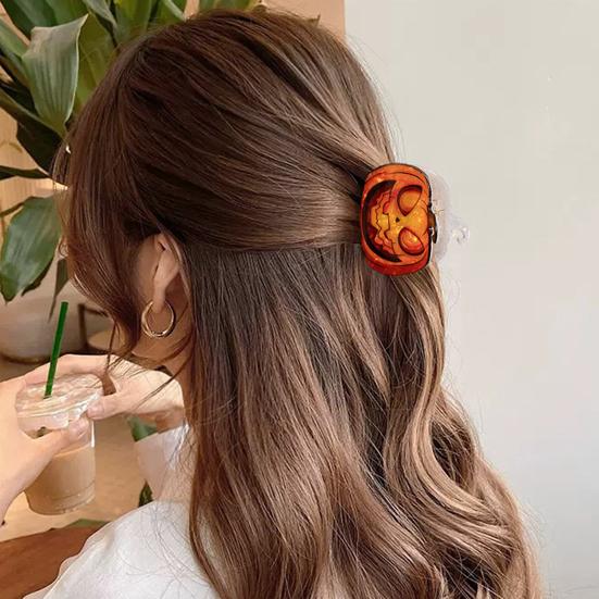 Back Head Hair Claw Reinforced Shark Clip with Elastic Base Halloween Skull