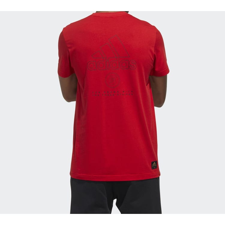 adidas T Shirts Men's Light Scarlet Crew Neck Moderate Straight Fit FU6220