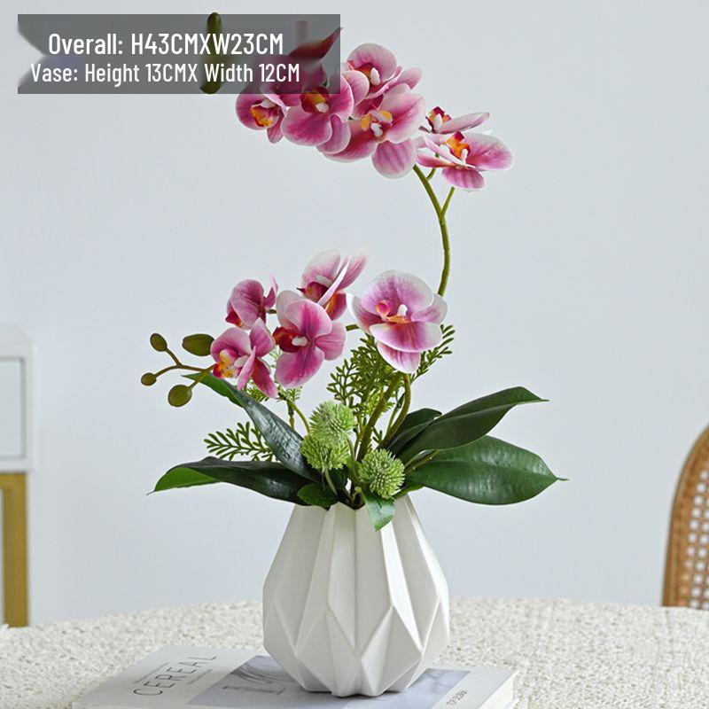Artificial Phalaenopsis Floral Arrangement for Living Room Display - Potted Decoration for TV Cabinet