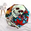 1pc Skull Flowers Automatic Open/close Umbrella, 8-Rib sturdy structure, Portable Travel Umbrella, Parties, Everyday Use, Outdoor Accessory,
