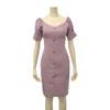 GRAXIA Cabaret Midi Balloon Lilac Size for Hostess and Lounges Dress, Dress, Off-the-Shoulder, High-Waisted, Sleeves, Slimming, Knee-Length, Purple,