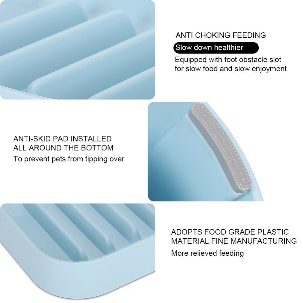 With Bottom Anti-Skid Pad Pet Slow Food Bowl Plastic Anti Choking Feeding Bowl  for Cats Dogs