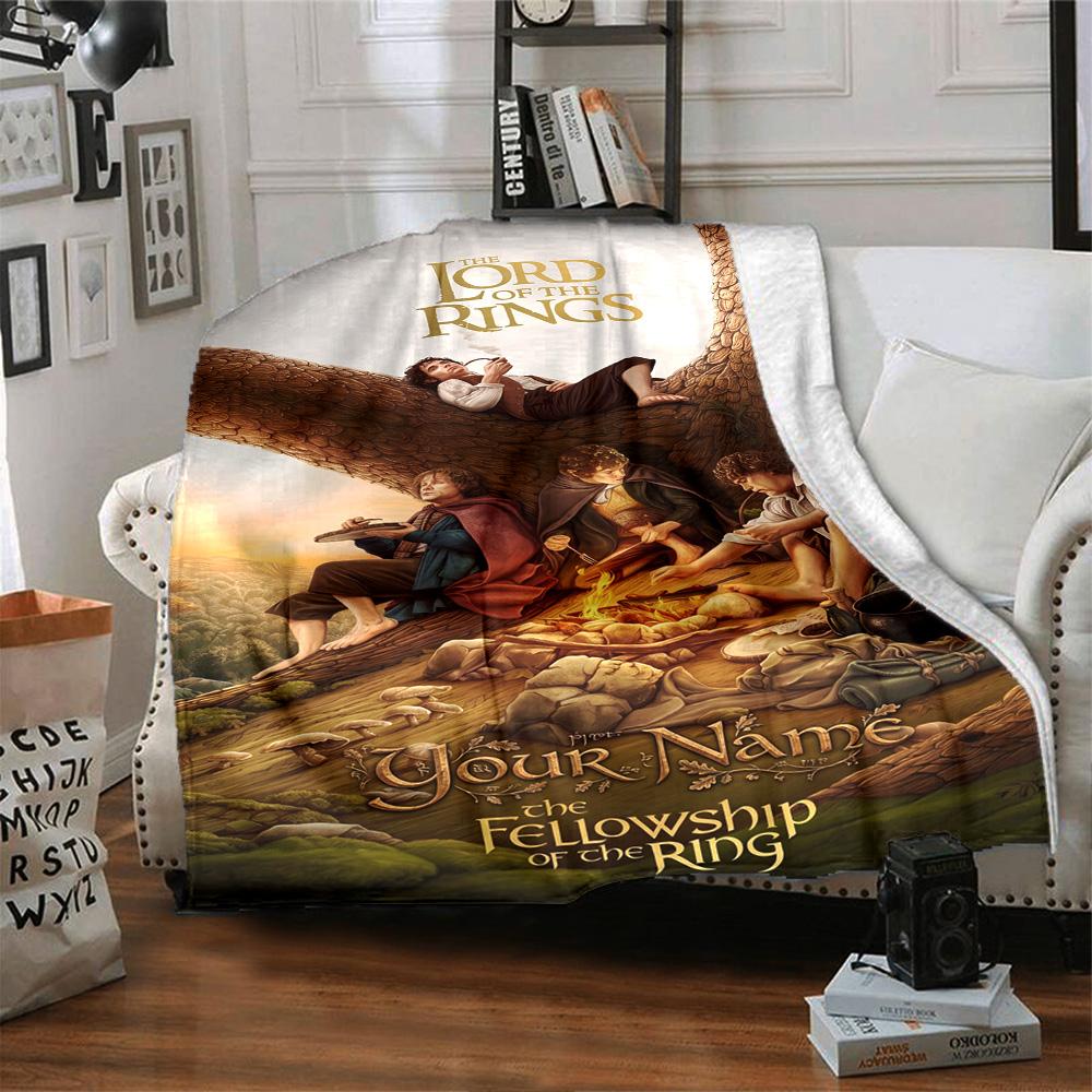 Lord Rings Customize Text Blanket Cozy Personalized Blanket Durable Comfort for Sofa Bed Office Chair Nap Ideal for All Seasons