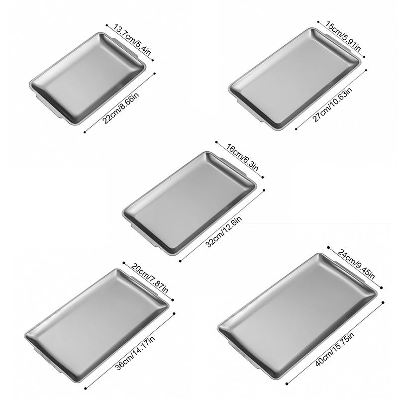 1PC Rectangular Dining Table Decoration Storage Tray New Stainless Steel Material Tray Outdoor Multiple Sizes Available