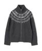 Millo Women Turtleneck Cowichan Knit Zip-Up [Deep Charcoal]