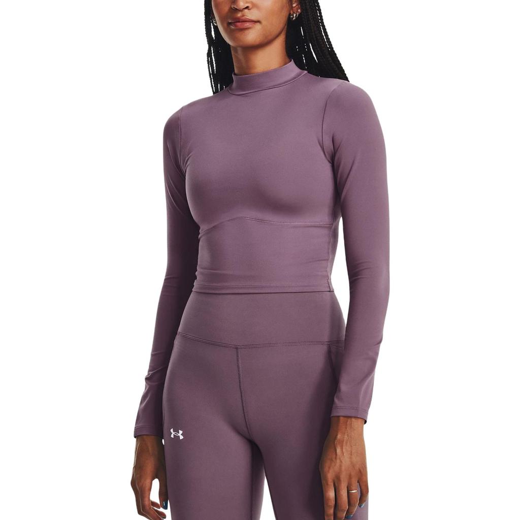 Under Armour Solid Slim Fit High Neck Long Sleeve Sweatshirt Women sweatshirt Purple 1380773-500