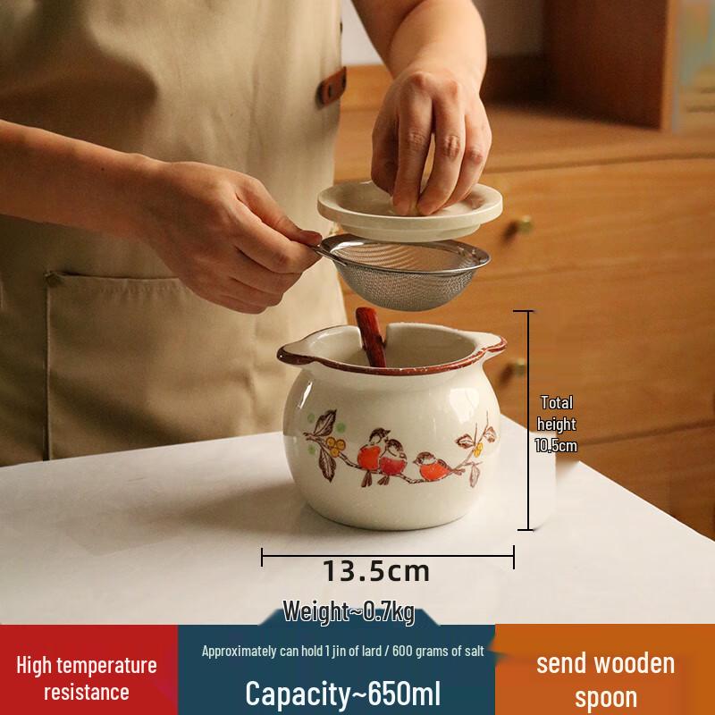 

Ceramic Oil Pot with Strainer