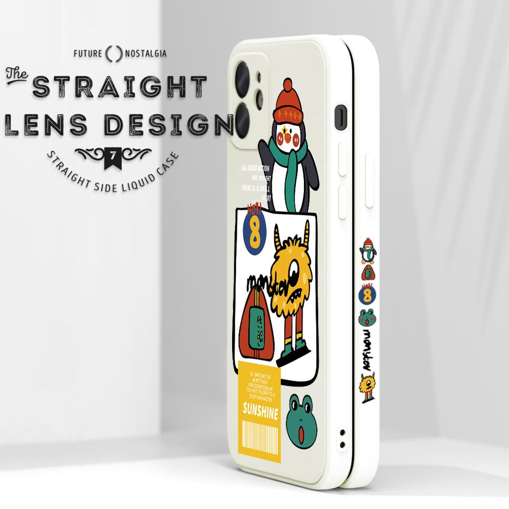 Cartoon Colorful Pattern Printing Pouzdro na telefon Čtvercové tekuté silikonové TPU Full Cover Fotoaparát Nárazuvzdorný ochranný kryt pro Huawei Honor Vivo