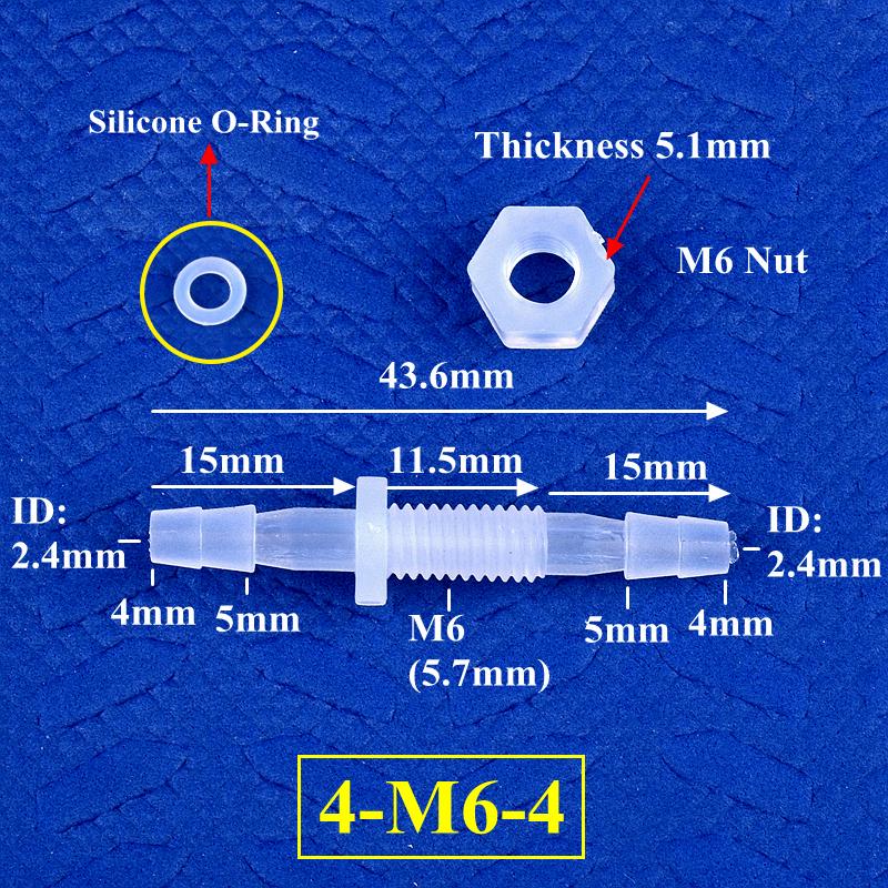 3~12mm Racord Bulkhead PP Pagoda Conector Direct Cu Piuliță Filet M6-16 O-Ring Irigare Grădină Acvariu Rezervor Pompă Aer Furtun Racord