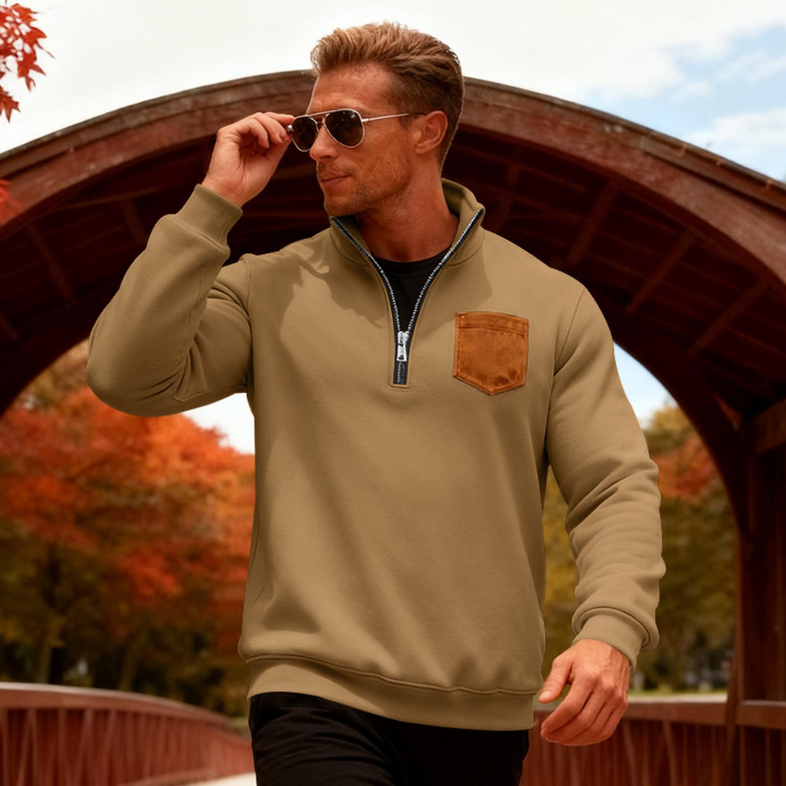 

Мужской повседневный свободный однотонный бархатный свитшот с длинным рукавом XXL коричневый