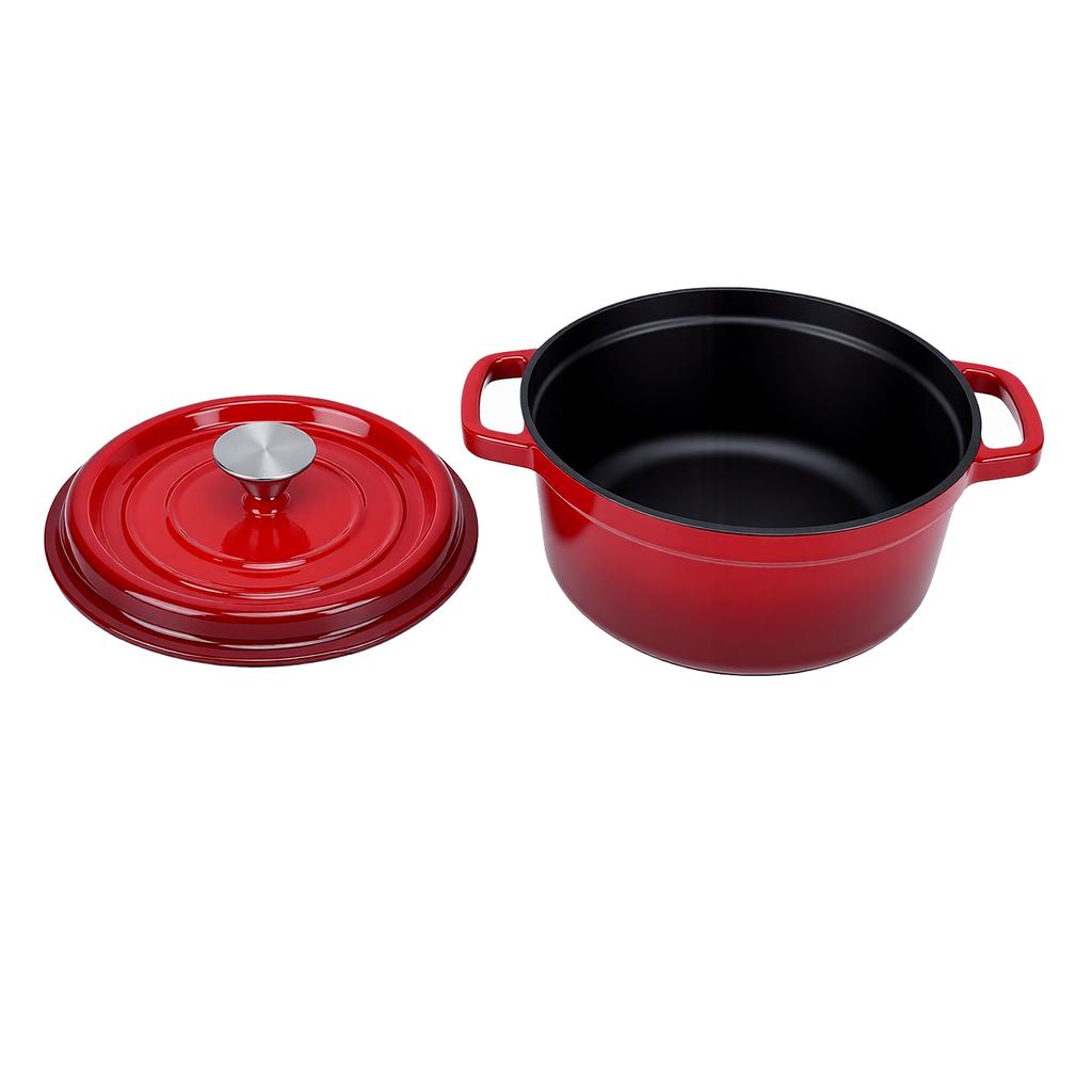 Dutch Oven Round Double Eared Enamel Pot with Lid Double Handle Design for Bread Baking