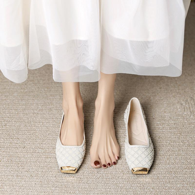 Women's Casual Flats Comfortable PU Leather Square Closed Toe Lightweight Ballet Shoes Comfortable Flat Shoes Dressy Shoes Women's Work Loafers Shoes