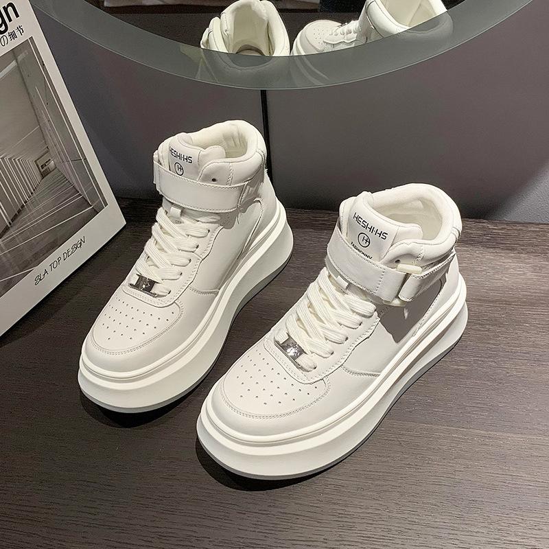 High Top Women's Platform Shoes Autumn New Casual Sports Shoes Girls Thick Soled Small White Shoes Soft Soled Running Sneakers