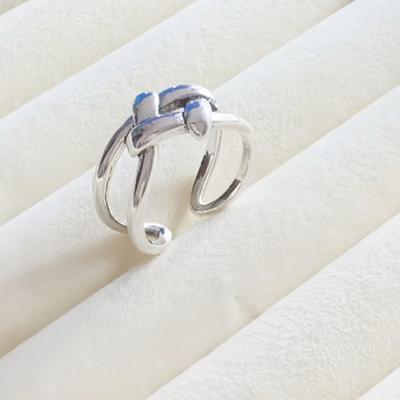 Bague Nœud Géométrique Rétro - Style Japonais Coréen, Design Ouvert Polyvalent