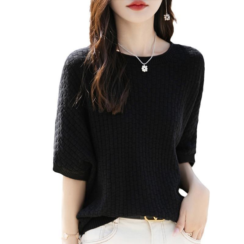 Fashionable Outer Wear Three-quarter Sleeve Top Stylish Mid-sleeve Sweater Women's Loose Bottoming Shirt Spring and Summer