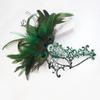 Velcro Peacock Feather Lace One-eyed Bronzing Chain, Halloween Party Mask