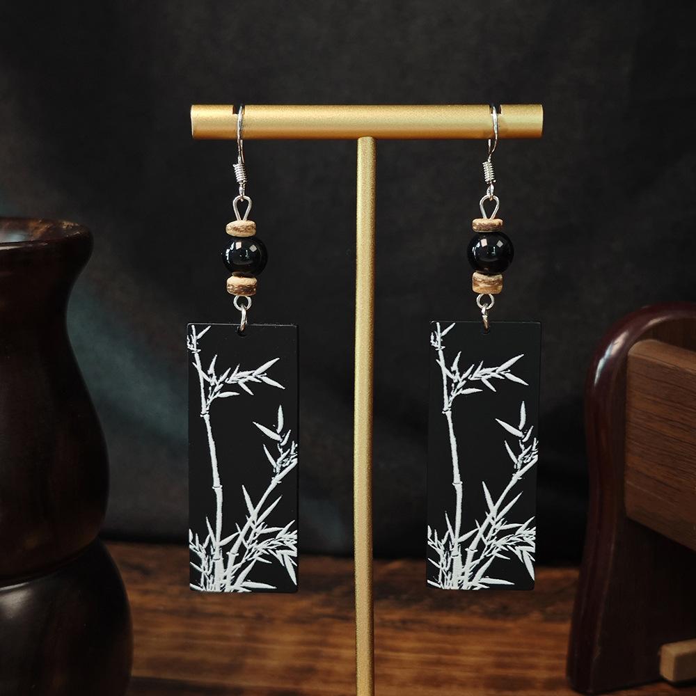 Imitation Jade Drop Oil Beaded Earrings Retro Water Drop Fringed Earrings Simple Hanfu Accessories Women
