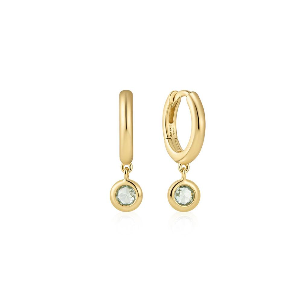 Ania Haie Gold Dangling Mint Green Hunger Hoop 925 Silver Earrings E073-04G