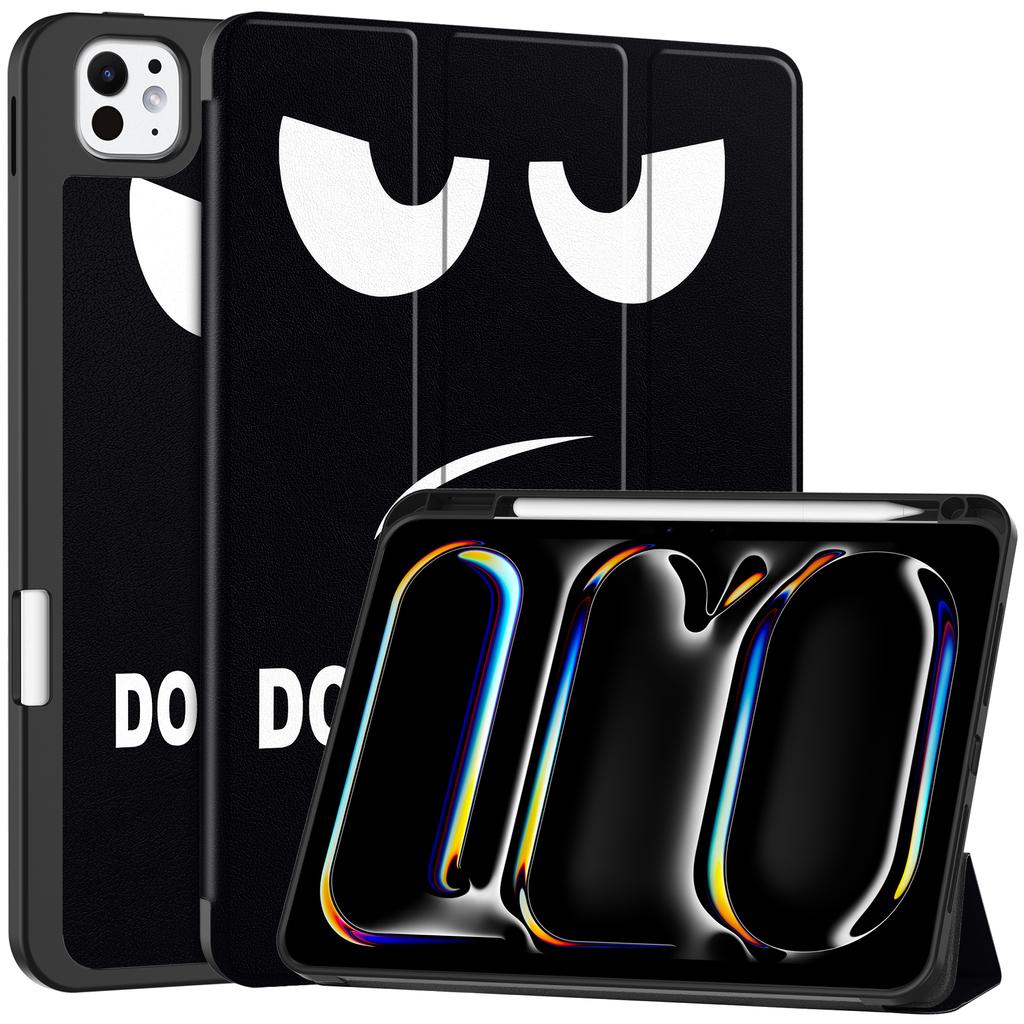 Dla iPada Pro 11 (2024) Etui z nadrukiem wzoru PU Skórzane Trójskładane Etui z podstawką i miejscem na długopis