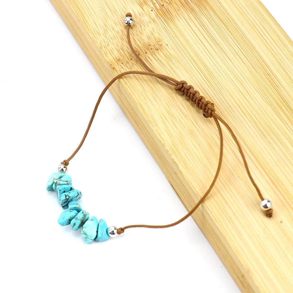 Popular Irregular Gravel Rough Stone Woven Wax Wire Bracelet Bohemian Tiger Eye Amethyst Beach Hand Rope B83