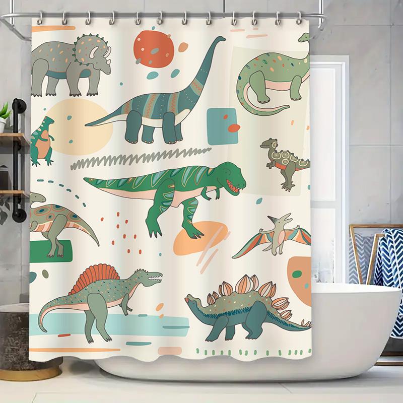 Cute Cartoon Dinosaurs Shower Curtain Home Decor Bathroom Decorative Waterproof 3D Printed Bath Rug Set