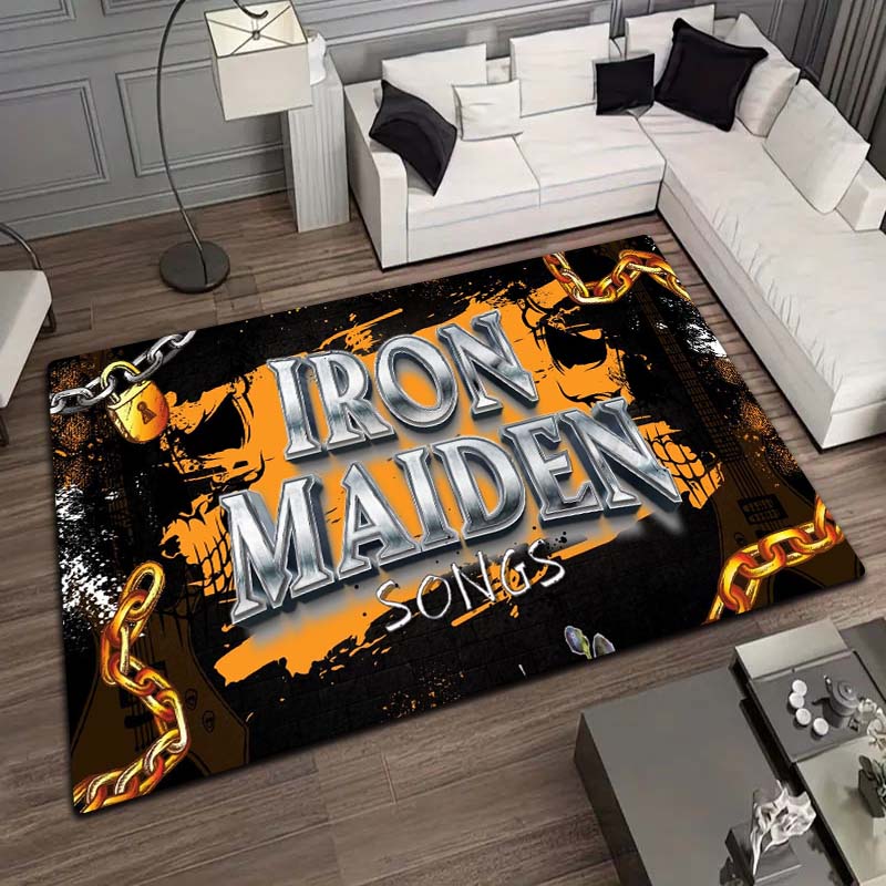 Band I-Iron M-Maidens Carpet Yoga Mat Living Room Bedroom Decoration Home Office Hotel Entrance Non slip Area Flannel CarpetGift