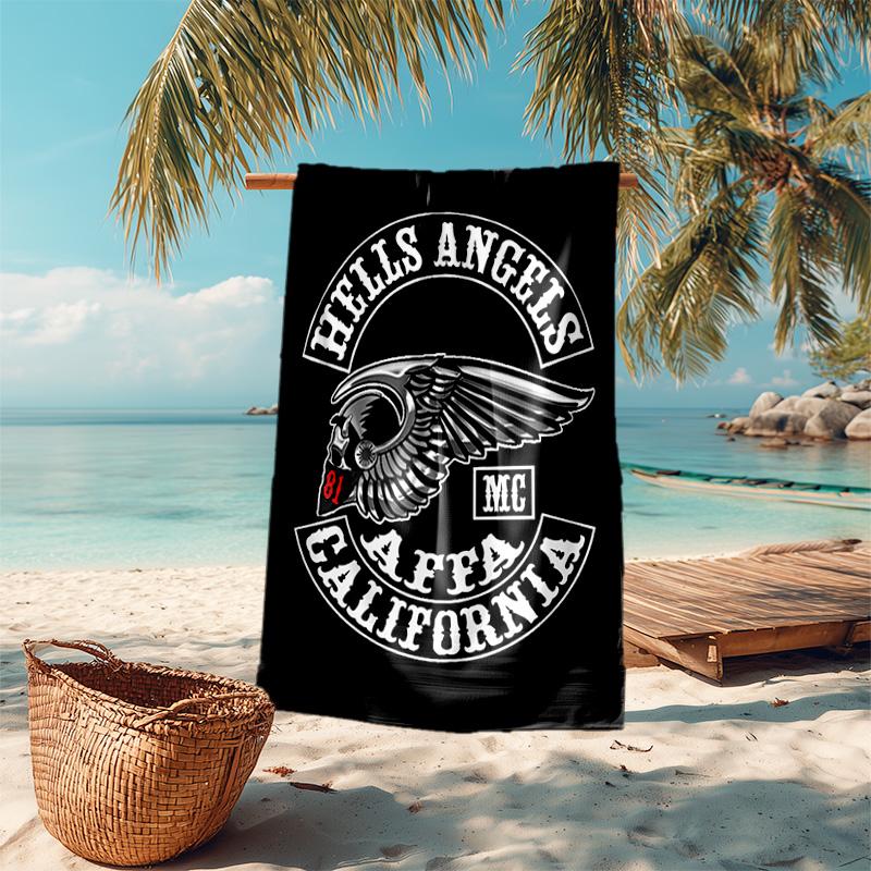 Gang Motorcycle Enthusiasts Hells Angels Motorcycle Club Beach Towel Outdoor Camping Vacation Swimming Beach Towel Outdoor Absorbent Bath Towel Y2