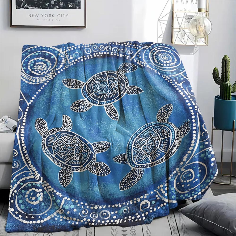 Tortoise Print Flannel Blanket, High quality Comfortable for All Seasons, Home Decor, Warmth and Comfort, Perfect for Christmas Gifts