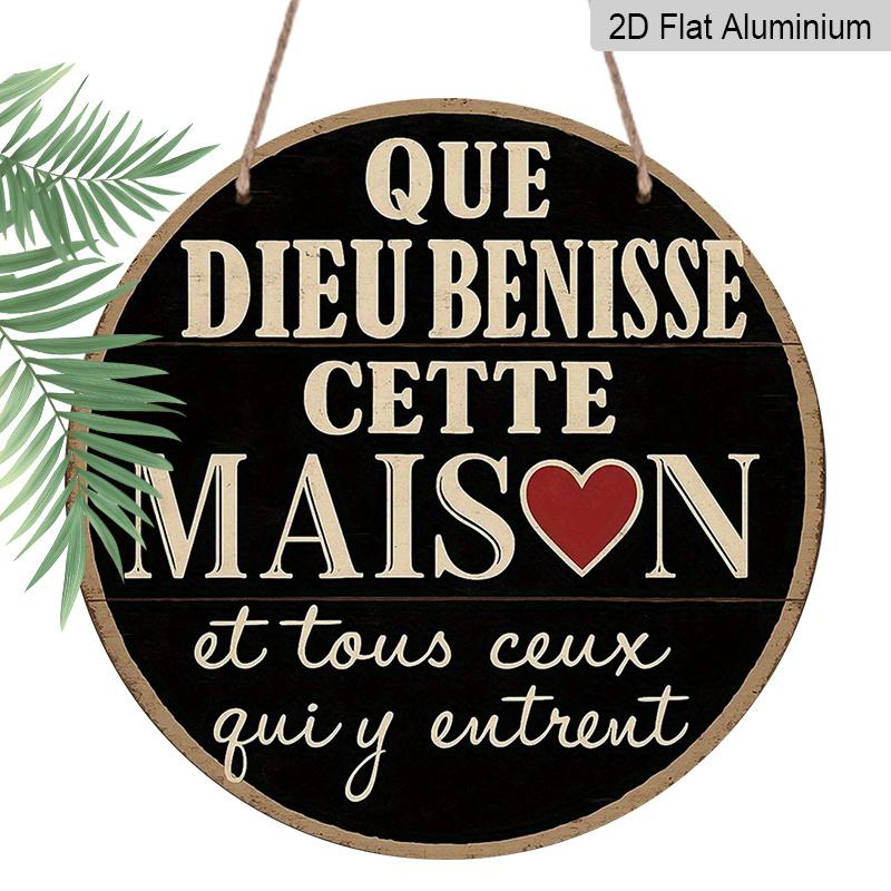 

1pc 2D Flat, 7.87x7.87 Inch Round French Aluminum Sign, Vintage Decorative Plaque with God Bless This Home Design, Home Sweet Home Decorative 1pc