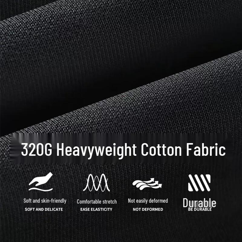 Huili Men's 320g Heavy Cotton Round Neck Long Sleeve Sweatshirt