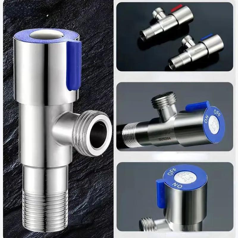 Stainless Steel Hot Cold Inlet Valve Bathroom Faucet Stop Valve Kitchen Sink Basin Triangle Valve Water Pressure Regulator