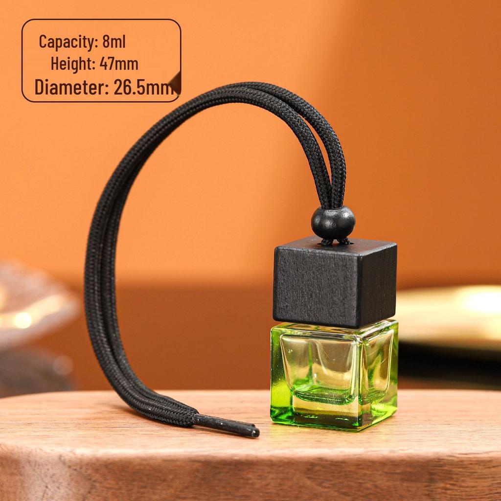 In Stock 8ml Square Car Aromatherapy Bottle - Transparent Glass Pendant Diffuser