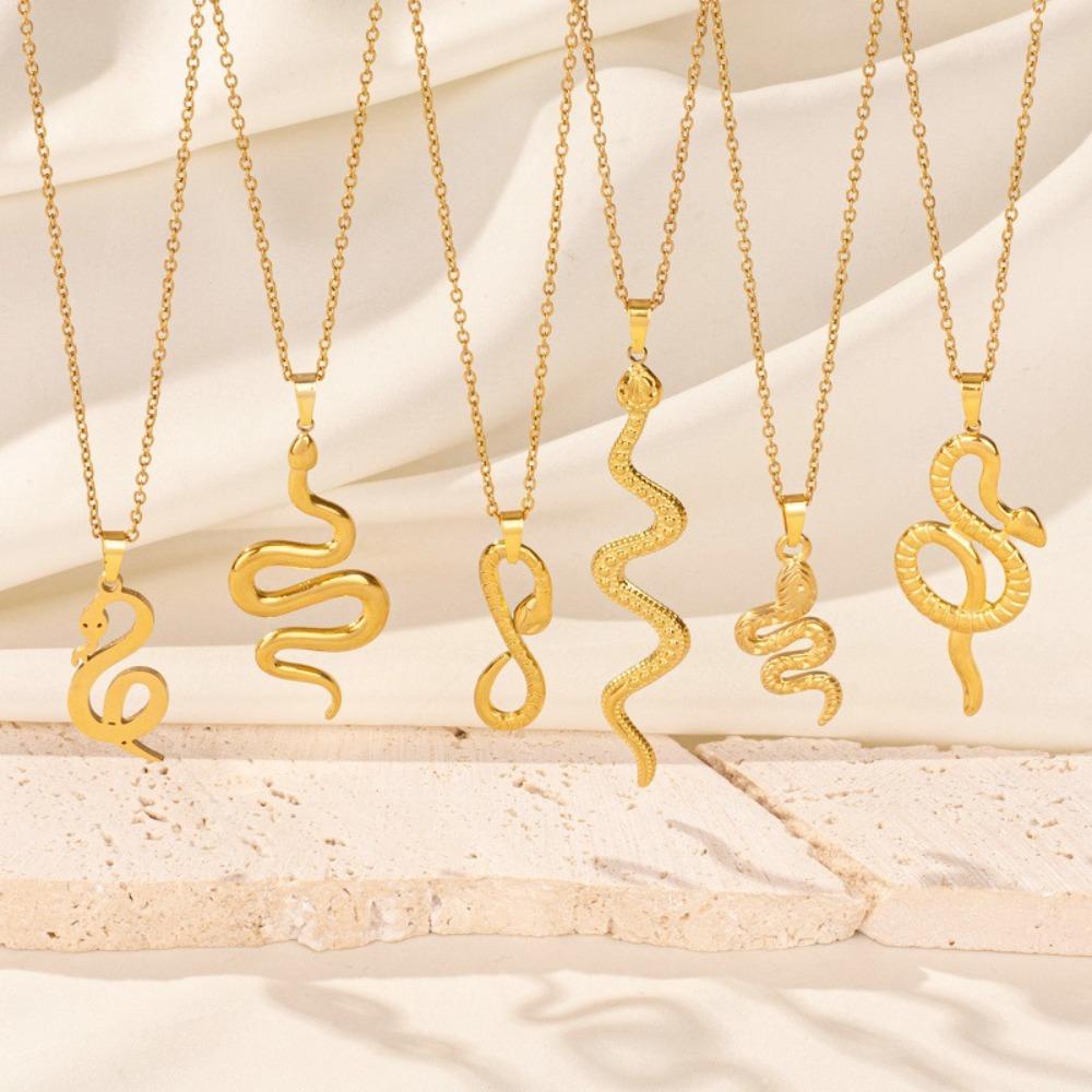 

Elegant Collarbone Chain Golden Silver Sweater Chain Trendy Snake Pendant Necklace Women Style 5