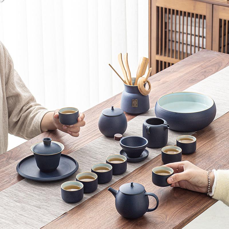 Complete set of ceramic Kung Fu tea sets, large set for home use, gifts for people, leaders, business, cultural and creative high-end gifts