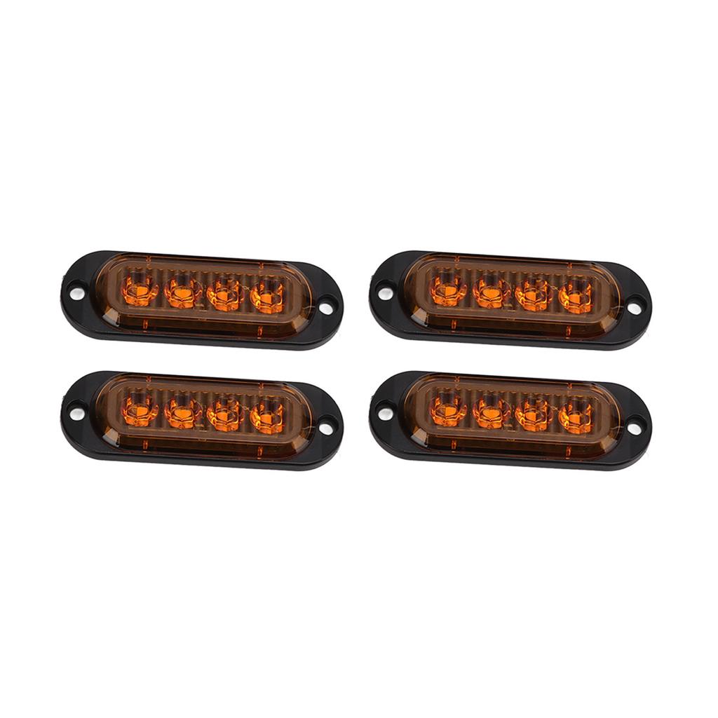 4Pcs Truck Side Lights High Brightness 3000K IP65 Waterproof LEDs Easy Installation Truck Emergency Flash Light 12‑24V