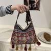 Sac à Bandoulière à Franges en Tissu Sac Messager Bohème Rétro Sacs Bandoulière Style Ethnique Vintage Femmes