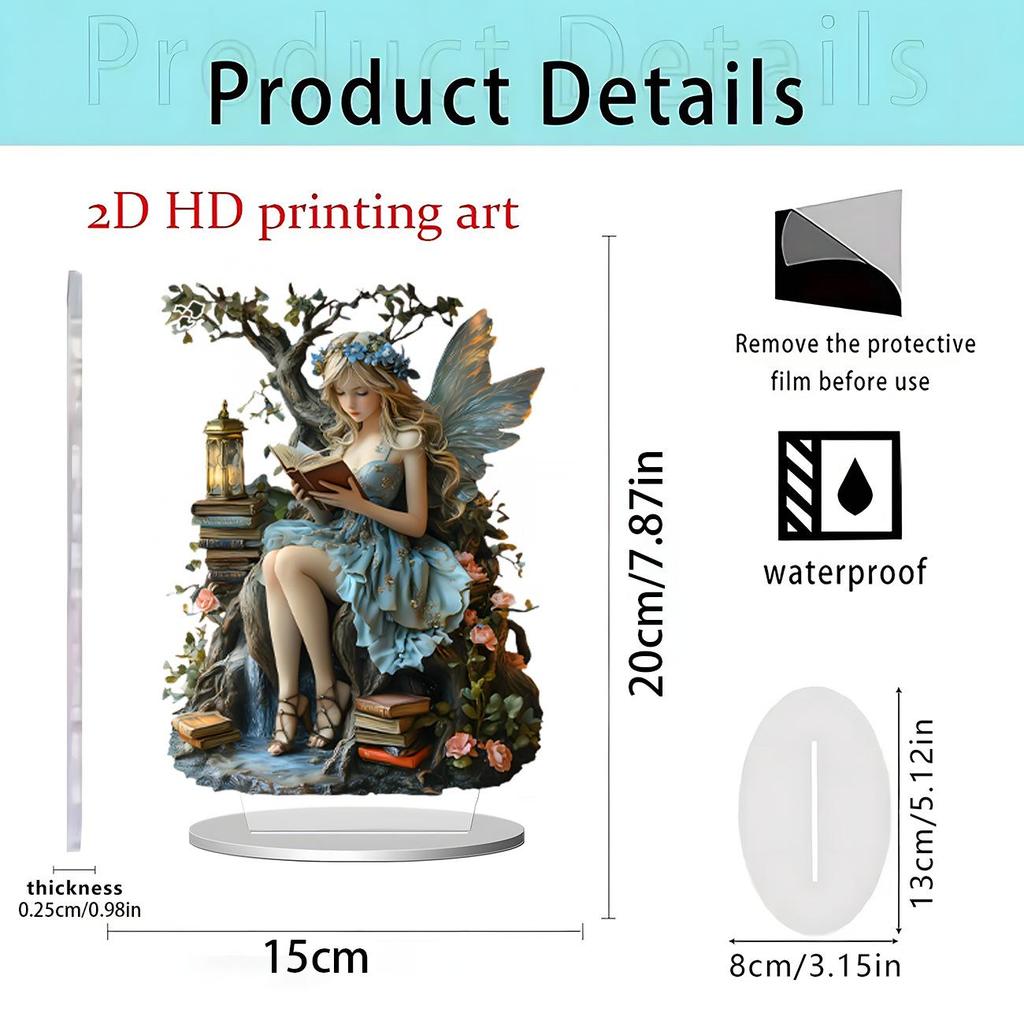Fairy Tale Flower Fairy & Unicorn 2D Acrylic Ornament for Home Decor