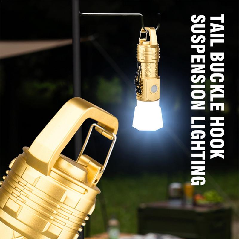 Handheld Flashlights Waterproof Handheld Flashlight Portable Camping Torch Adjustable Waterproof Flashlight with Hook For