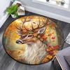 Autumnal Deer Round Area Rug,Carpet Rug for Living Room Bedroom Sofa Playroom Decor,Non-slip Floor Mat