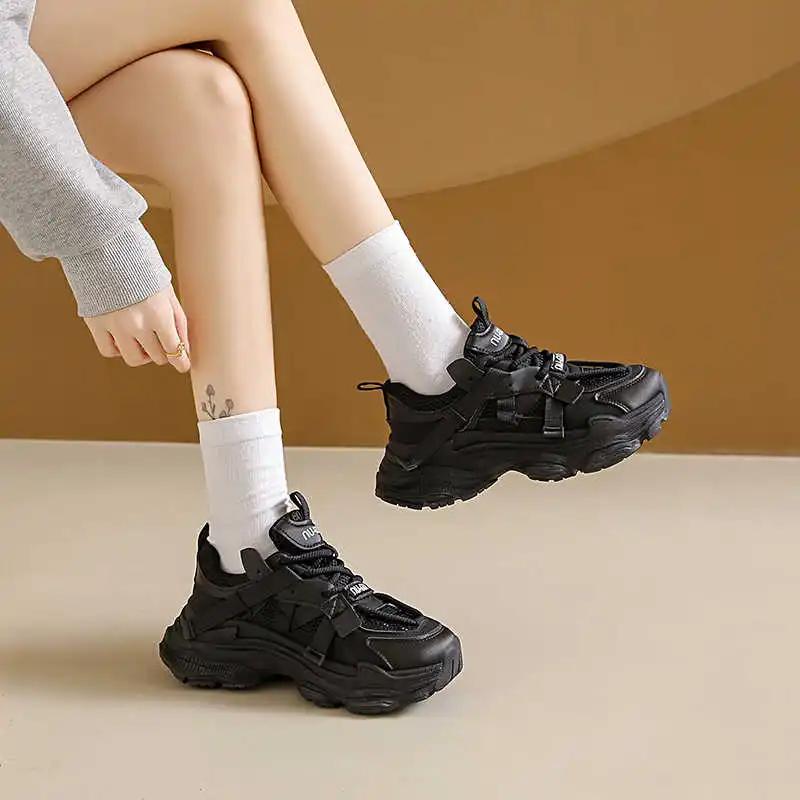 Fashion Thick Heeled Winter Shose Womans Vulcanize Teenage Fashion Sneakers Ladies Loafers Shoes Sports New Year's Street Trainners