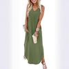 BITCED Fashion Summer Spring Solid Color Print Sleeveless V-Neck  Casual Dresses