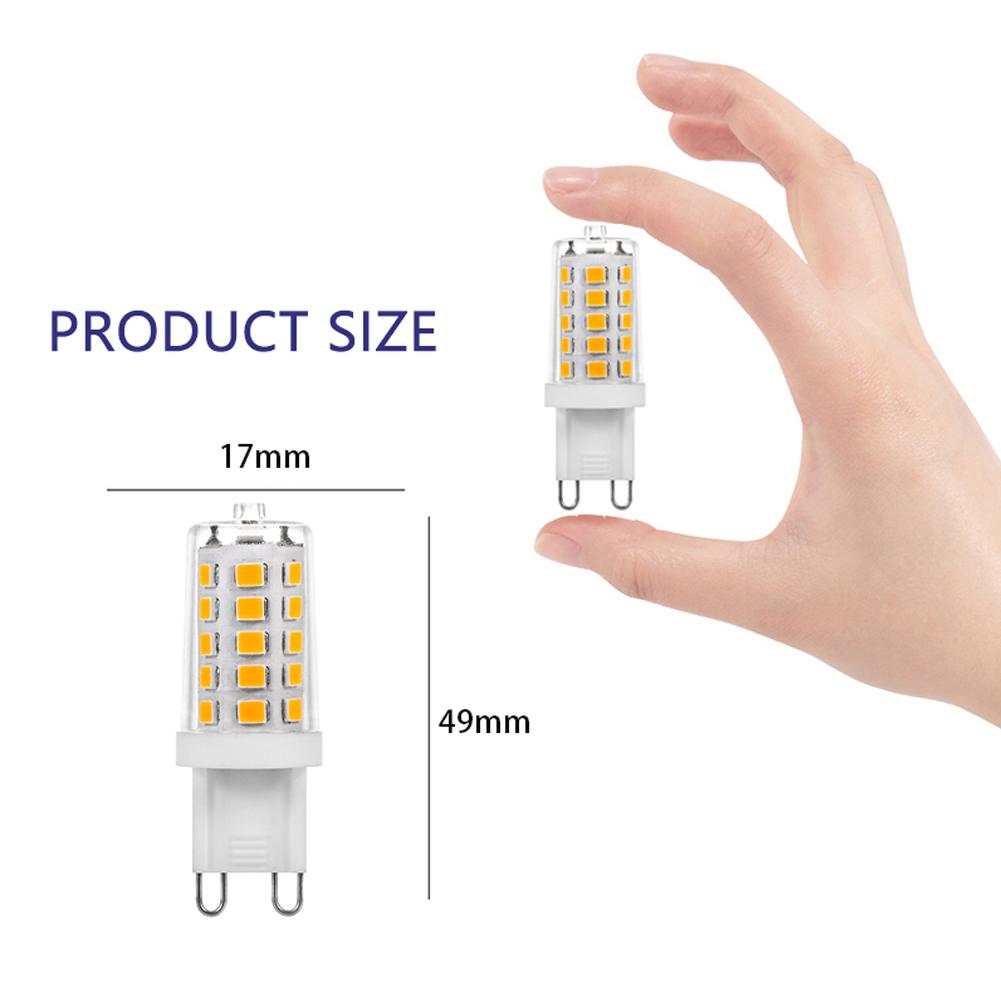 Lâmpada LED G9 AC220V dimerizável 5W, soquete de PC + cerâmica, sem cintilação, 32 LEDs SMD 2835 super brilhantes, para iluminação residencial e lustres, substitui lâmpadas halógenas de 50W.