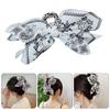 Cashew Flower Print Bowknot Hair Claw for Woman Girl Braids Hair Claw Delicate Female Skincare Taking Photo Jaw Clip