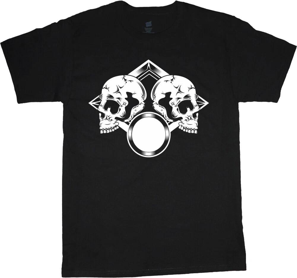 Skull T-shirt Mens Graphic Tee Heavy Metal 80s Retro Vibe Skulls Record Shirt M