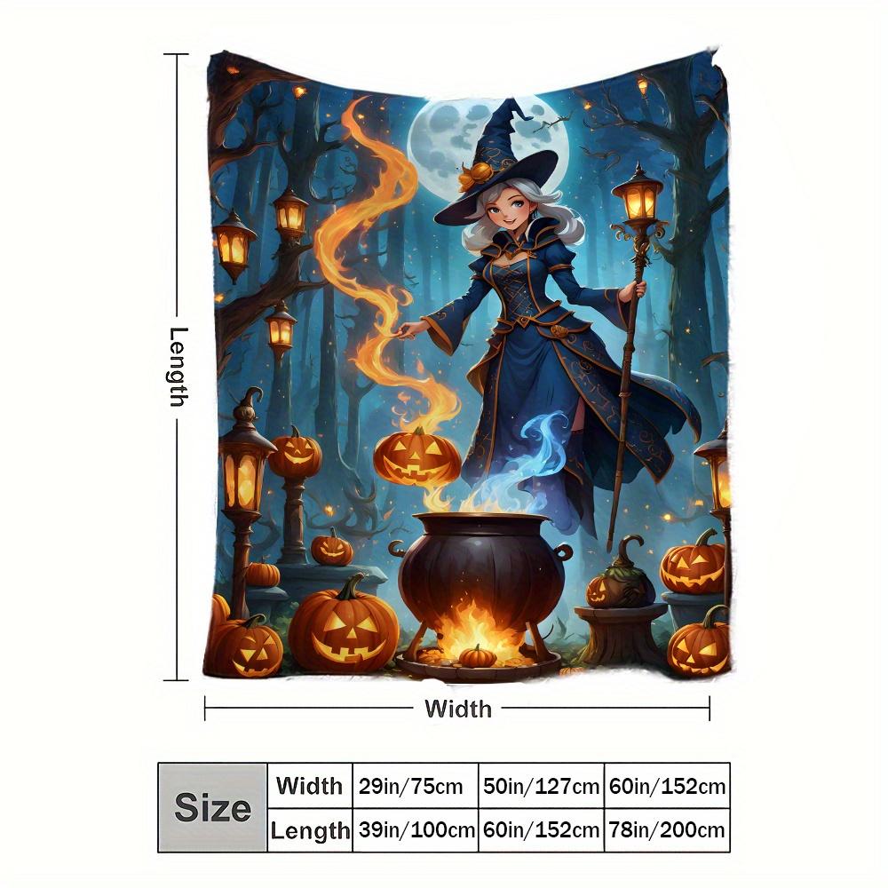 Magical Halloween Witch Blanket: Embrace The Enchanting Design, Ultra-Soft Fabric, And Cozy Vibes For Your Festive Home Decor