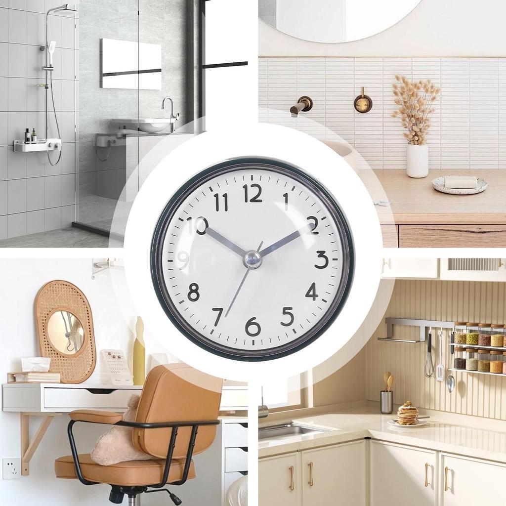 Bathroom Clock Waterproof Suction Cup Waterproof Battery Operated Alarm 3 Inches Small Clock for Bathroom for Home Office Living
